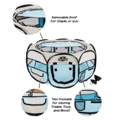 Pet Adobe 33x15 Pop-Up Pet Playpen, Blue -PawHut Store GUEST 62a28856 8bd7 42c8 ab6d 6f83587d7e3a