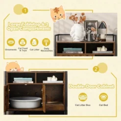 Tangkula Large Litter Box Enclosure Cat Wooden Storage Cabinet With 2 Doors Coffee 11 Tangkula Large Litter Box Enclosure Cat Wooden Storage Cabinet With 2 Doors Coffee -PawHut Store GUEST 62f230d2 db06 46ad 9ed5 346ad305fc1f