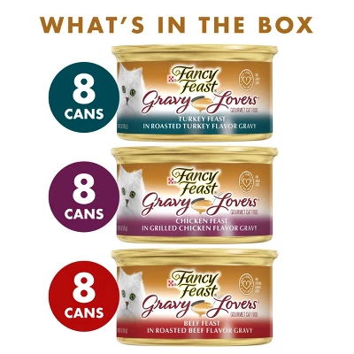 Purina Fancy Feast Gravy Lovers Poultry With Chicken And Turkey & Beef Collection Gourmet Wet Cat Food - 3oz/24ct Variety Pack 5 Purina Fancy Feast Gravy Lovers Poultry With Chicken And Turkey & Beef Collection Gourmet Wet Cat Food - 3oz/24ct Variety Pack - Image 5