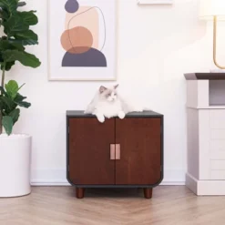 Teamson Pets Dyad Wooden Cat Litter Tray Box Washroom Puppy Toilet Mocha Walnut -PawHut Store GUEST 64bd2594 a760 4d96 8c2f 8e4105fbd114