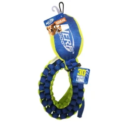 NERF Vortex Chain Braid Head Dog Toy - Blue/Yellow - L
