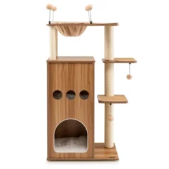 Costway 52'' Modern Cat Tree Tower Multi-level Cat Play Center W/Deluxe Hammock Natural -PawHut Store GUEST 677333bd 300a 418c 8616 fe4920c27d61