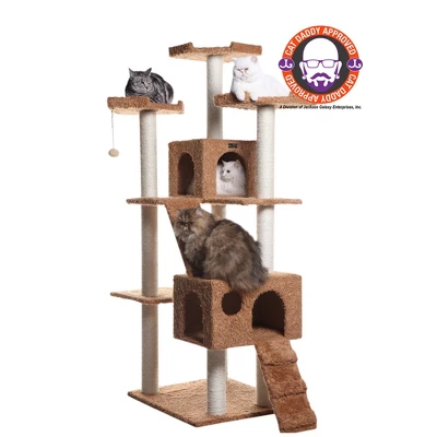 Armarkat 74" Multi-Level Real Wood Cat Tree Large Cat Play Furniture With ScratchhIng Posts, Large Platform, Beige/Brown 8 Armarkat 74" Multi-Level Real Wood Cat Tree Large Cat Play Furniture With ScratchhIng Posts, Large Platform, Beige/Brown - Image 8
