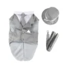 Midlee Dog Tuxedo Wedding Suit- Gray Top Hat & Leash