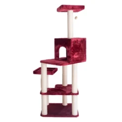 Armarkat Real Wood Cat Tower, Ultra Thick Faux Fur Covered Cat Condo House A6902B, Burgundy; -PawHut Store GUEST 6c61cf32 01a0 40fc b18c 7dc0e5156a5d