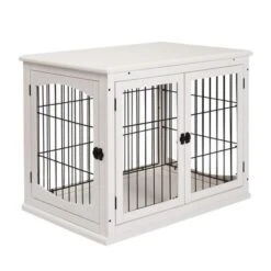 PawHut 26" Wooden Dog Crate, Furniture Style Pet Cage Kennel, End Table, With Lockable Double Door Entrance, And Top Shelf -PawHut Store GUEST 6cc140e4 27e6 4ad7 bc52 4c1c36c5fae4