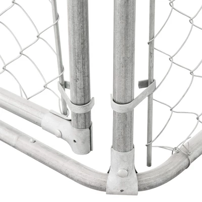 PawHut Outdoor Metal Dog Kennel, Pet Playpen With Steel Lock, Mesh Sidewalls And Cover For Backyard & Patio 5 PawHut Outdoor Metal Dog Kennel, Pet Playpen With Steel Lock, Mesh Sidewalls And Cover For Backyard & Patio - Image 5