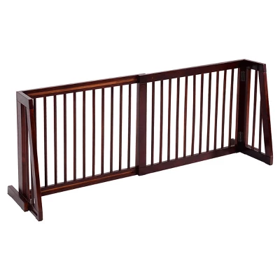 Costway Folding Adjustable 3 Panel Wood Pet Dog Slide Gate Safety Fence 4 Costway Folding Adjustable 3 Panel Wood Pet Dog Slide Gate Safety Fence - Image 4