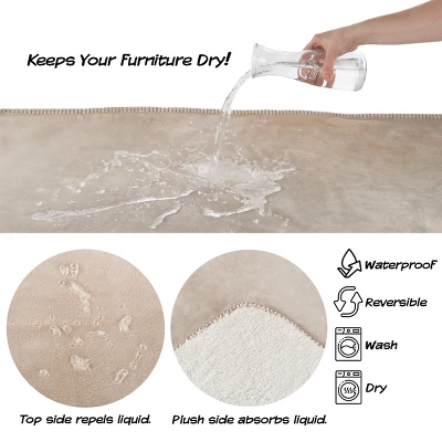 Waterproof Blanket For Dogs And Cats - Reversible 50x60 Throw For Couch, Bed, Or Car Protection Against Spills, Stains, And Pet Fur By PETMAKER (Tan) 2 Waterproof Blanket For Dogs And Cats - Reversible 50x60 Throw For Couch, Bed, Or Car Protection Against Spills, Stains, And Pet Fur By PETMAKER (Tan) - Image 2