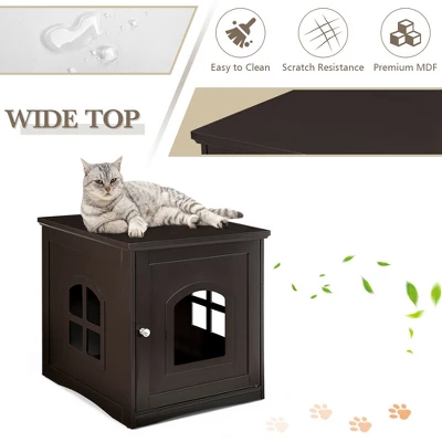 Costway Cat House Side Table Nightstand Puppy Pet Home Litter Box Enclosure 6 Costway Cat House Side Table Nightstand Puppy Pet Home Litter Box Enclosure - Image 6