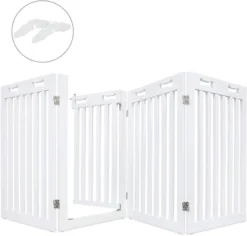 Arf Pets 31.5" Tall Freestanding Folding Dog Gate With Door -PawHut Store GUEST 712af98d 782e 4659 b895 bb13852f6c8f
