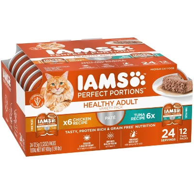 IAMS Perfect Portions Grain Free Paté Chicken & Tuna Recipes Premium Adult Wet Cat Food - 2.6oz/12ct Variety Pack 2 IAMS Perfect Portions Grain Free Paté Chicken & Tuna Recipes Premium Adult Wet Cat Food - 2.6oz/12ct Variety Pack - Image 2