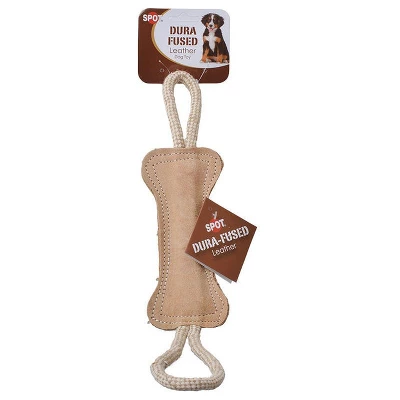 Spot Dura-Fused Leather Bone Tug Dog Toy - 18" 1 Spot Dura-Fused Leather Bone Tug Dog Toy - 18"