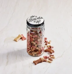 Amici Pet Bella Biscuits Hermetic Preserving Canister, Airtight With Lid, Stylish Container For Pet Treats, 40 Oz.