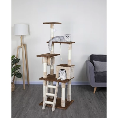 Go Pet Club 67" Beige And Brown Cat Tree Furniture F215 - Beige/Brown 1 Go Pet Club 67" Beige And Brown Cat Tree Furniture F215 - Beige/Brown