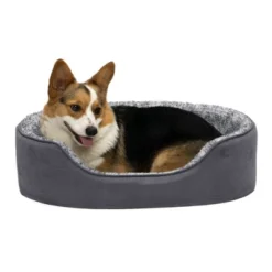 FurHaven Two-Tone Faux Fur & Suede Oval Pet Bed For Dogs & Cats -PawHut Store GUEST 7aa41970 9cf1 4440 8fcf 2a68df3baa29