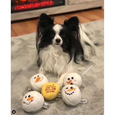Midlee Snowball Fight Plush Dog Toy - 3" 3 Midlee Snowball Fight Plush Dog Toy - 3" - Image 3