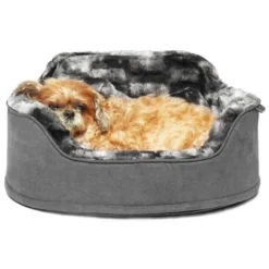 Precious Tails Princess Faux Fur Cat And Dog Bolster - Gray -PawHut Store GUEST 7c6e847a 2699 41a2 8694 9fe19db86f15