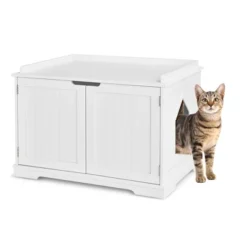 Costway Cat Litter Box Cabinet Furniture Cat Washroom Storage Bench -PawHut Store GUEST 7c944c41 d8e7 4dfb a971 0e14e6d9864c