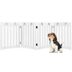 Costway 24'' Folding Wooden Freestanding Pet Gate Dog Gate W/360° Hinge White/Espresso -PawHut Store GUEST 7e64d3e0 d495 4b0e aac5 2908f143b356