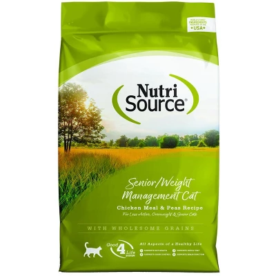 NutriSource Chicken & Peas Senior Weight Management Dry Cat Food - 6.6LB 1 NutriSource Chicken & Peas Senior Weight Management Dry Cat Food - 6.6LB