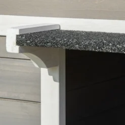 PawHut Wooden Wooden Cat House Feral Cat Shelter Kitten Condo With Escape Door, Porch And Flower Stand - Dark Gray/White 10 PawHut Wooden Wooden Cat House Feral Cat Shelter Kitten Condo With Escape Door, Porch And Flower Stand - Dark Gray/White -PawHut Store GUEST 7ebcdcf6 c6e8 4033 b268 a0f70c1e4c32