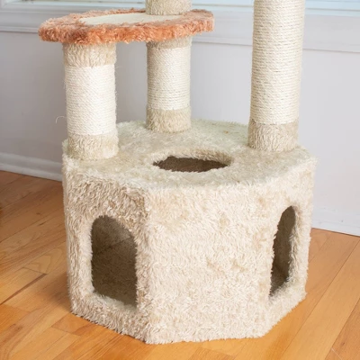 Armarkat Premium Real Wood Jackson Galaxy Approved Cat Tree, Multi Levels With Perch And Playhouse - Khaki 3 Armarkat Premium Real Wood Jackson Galaxy Approved Cat Tree, Multi Levels With Perch And Playhouse - Khaki - Image 3