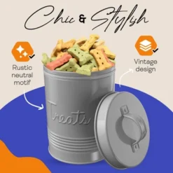Amici Pet Retro Treats Storage Canister, 72 Oz. , Gray 11 Amici Pet Retro Treats Storage Canister, 72 Oz. , Gray -PawHut Store GUEST 7edb783b 21a8 470e ba18 60378aae5a31