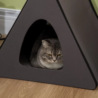 PawHut Heated Cat House A-Frame Pet Shelter With Zippered Water-resistant Roof For Indoor And Outdoor 5 PawHut Heated Cat House A-Frame Pet Shelter With Zippered Water-resistant Roof For Indoor And Outdoor - Image 5