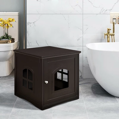 Costway Cat House Side Table Nightstand Puppy Pet Home Litter Box Enclosure 4 Costway Cat House Side Table Nightstand Puppy Pet Home Litter Box Enclosure - Image 4