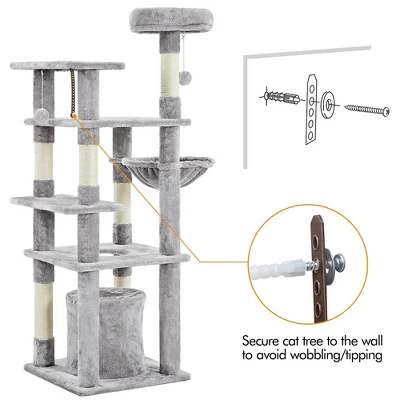Yaheetech 56.5inch Multilevel Cat Tree Cat Tower With Scratching Posts 4 Yaheetech 56.5inch Multilevel Cat Tree Cat Tower With Scratching Posts - Image 4
