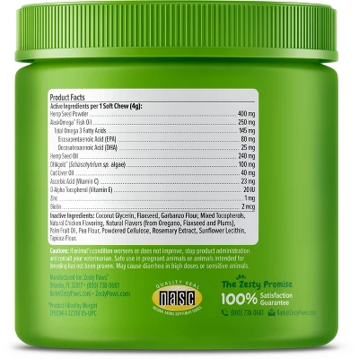 Zesty Paws Hemp Elements Omega For Skin Health Soft Chews For Dogs - Chicken Flavor - 90ct 1 Zesty Paws Hemp Elements Omega For Skin Health Soft Chews For Dogs - Chicken Flavor - 90ct