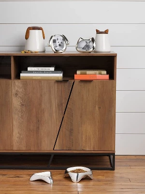 Nambe Pet Small Triangular Enameled Pet Bowl With Non-Slip Grips, Made With Nambe Alloy, Designed By Karim Rashid, 7" L X 7" W X 1.5" H 3 Nambe Pet Small Triangular Enameled Pet Bowl With Non-Slip Grips, Made With Nambe Alloy, Designed By Karim Rashid, 7" L X 7" W X 1.5" H - Image 3