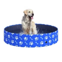 PawHut Foldable PVC Dog Bath Pool Portable Kiddie Swimming Pool, Outdoor/Indoor Bath Tub With Nonslip Bottom For Dogs & Cats, Blue -PawHut Store GUEST 82d85fa1 8817 4a85 8aaf 62133106770d