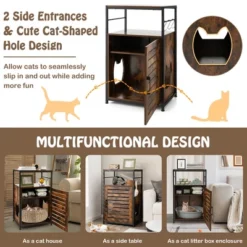 Costway Cat Litter Box Enclosure With Louvered Door& 3-Tier Shelf Cat House Side Table -PawHut Store GUEST 851190bc 3ca1 42fe b3f3 66751dec4c5d