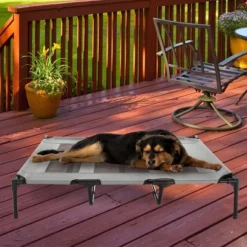 Elevated Dog Bed - 48x35.5-Inch Portable Pet Bed With Non-Slip Feet - Indoor/Outdoor Dog Cot Or Puppy Bed For Pets Up To 110lbs By PETMAKER (Gray) -PawHut Store GUEST 86eed5e0 c6df 4d2a b8d8 8ab079f63673