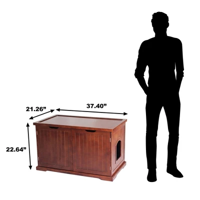 Merry Products Cat Washroom Storage Bench Furniture With Dual Doors & Removable Partition Wall For Hidden Litter Box Enclosure, Walnut (2 Pack) 2 Merry Products Cat Washroom Storage Bench Furniture With Dual Doors & Removable Partition Wall For Hidden Litter Box Enclosure, Walnut (2 Pack) - Image 2