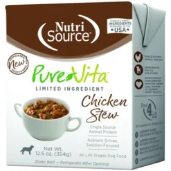 NutriSource PureVita Grain Inclusive Chicken Stew Flakes Tetra Pak Wet Dog Food - 12.5 Oz