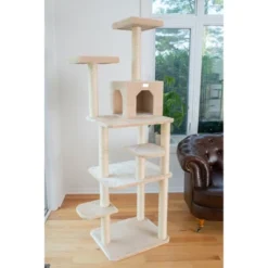 GleePet GP78748 74-Inch Real Wood Cat Tree With Seven Levels, Beige/Silver Gray -PawHut Store GUEST 883f4031 daa5 4f72 9629 cebc975ac2ce