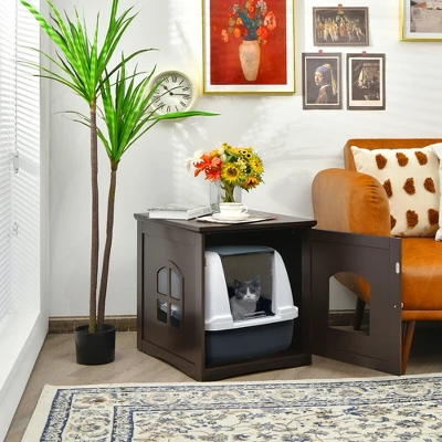 Costway Cat House Side Table Nightstand Puppy Pet Home Litter Box Enclosure 1 Costway Cat House Side Table Nightstand Puppy Pet Home Litter Box Enclosure