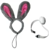 Midlee Easter Bunny Gray & Pink Dog Rabbit Ears With Tail (Small)