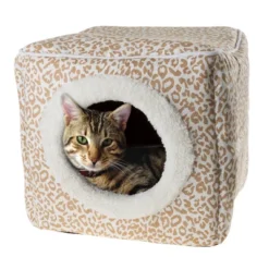 Pet Adobe Enclosed Cave Cat Bed - Tan And White -PawHut Store GUEST 8ec2d901 5c34 4914 9562 325925b609e5