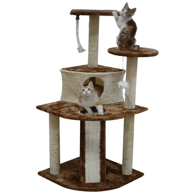Go Pet Club Kitten Cat Tree Condo With Scratching Board - 47" 1 Go Pet Club Kitten Cat Tree Condo With Scratching Board - 47"