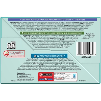 Purina Fancy Feast Medleys With Tuna,Chicken And Turkey Gourmet Wet Cat Food In A Classic Sauce Primavera Collection - 3oz/12ct Variety Pack 1 Purina Fancy Feast Medleys With Tuna,Chicken And Turkey Gourmet Wet Cat Food In A Classic Sauce Primavera Collection - 3oz/12ct Variety Pack