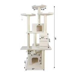 Armarkat B8201 Classic Real Wood Cat Tree In Ivory, Jackson Galaxy Approved, Multi Levels With Ramp, Three Perches, Rope Swing, Two Condos -PawHut Store GUEST 900ba8e2 f9b6 4ea1 b82a e1458eb20337
