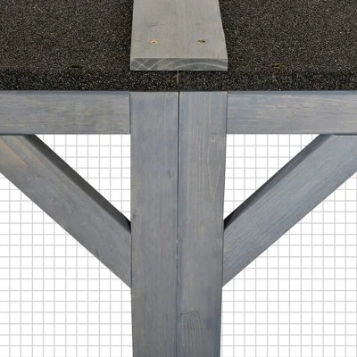 PawHut Wooden Outdoor Cat House Catio Kitten Enclosure Indoor Cage With Asphalt Roof, Multi-Level Platforms And Large Enter Door - 71"L 5 PawHut Wooden Outdoor Cat House Catio Kitten Enclosure Indoor Cage With Asphalt Roof, Multi-Level Platforms And Large Enter Door - 71"L - Image 5