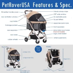 HPZ Pet Rover Lite Travel Stroller - Light-Weight Dog/Cat/Pet Stroller Travel Carriage With Convertible Compartment For Small & Medium Pets -PawHut Store GUEST 91e13a0c 0cb2 497c ac1e 6e59eafb01af