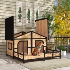 PawHut 59"x64"x39" Wood Large Dog House Cabin Style Elevated Pet Shelter W/Porch Deck 12 PawHut 59"x64"x39" Wood Large Dog House Cabin Style Elevated Pet Shelter W/Porch Deck -PawHut Store GUEST 9327faa4 32f3 4e4c 8de6 ee3ce6c7037f