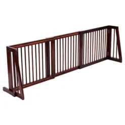 Costway Folding Adjustable 3 Panel Wood Pet Dog Slide Gate Safety Fence
