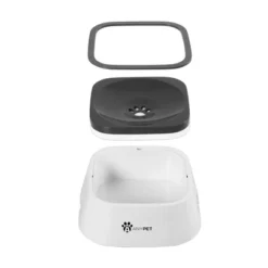 ANYPET No-Spill Dog Water Bowl, Anti-Splash Pet Slow Drinking Water Feeder, Spill Proof Travel Bowls For Large Medium Small Dogs And Cats, White